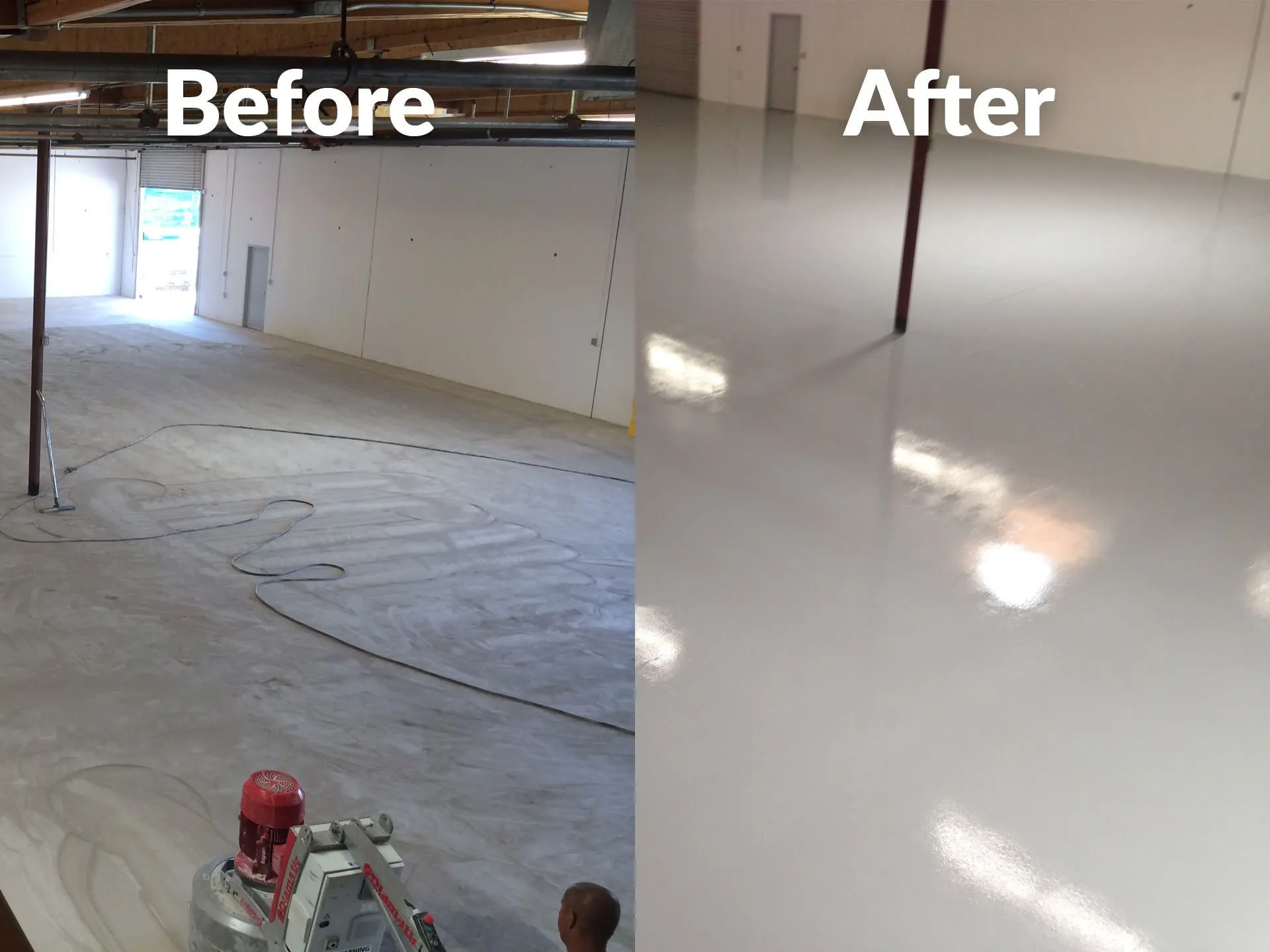 Warehouse Floor Coating before and after comparison
